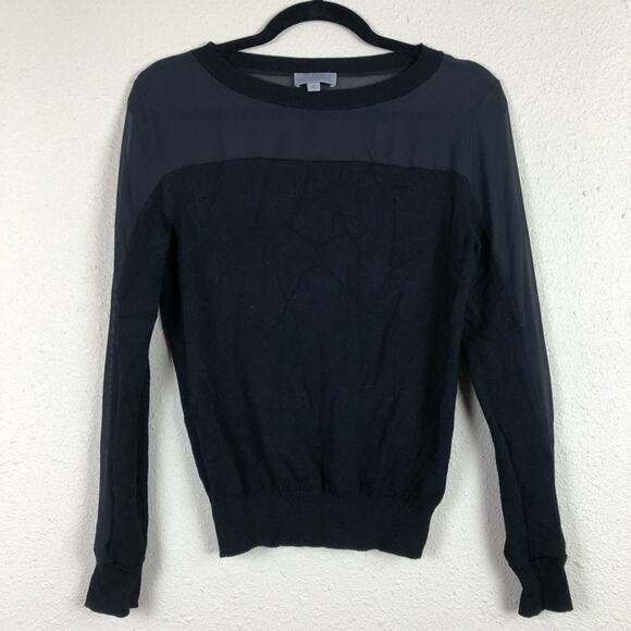 Joseph A Black Sweater with Sheer Details Womens S Preppy Whimsigoth Pullover - Picture 1 of 7